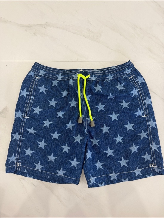 MC2 Saint Barth Other - MC2 Saint Barth Navy Star-Print Swim Trunks with Neon Yellow Drawcord